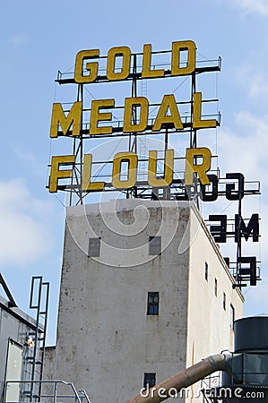 Gold Medal Flour sign on the Mill City Museum, Minneapolis Editorial Stock Photo
