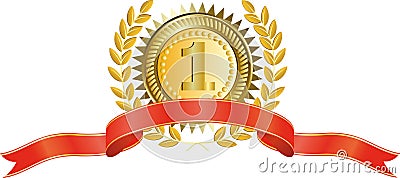 Gold medal and laurel wreath Vector Illustration