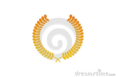 Gold medal Laurel wreath award icon symbol on white background. Illustration design Stock Photo