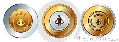 gold medal yoga relaxation ayurveda meditative workout healthy competition award Vector Illustration