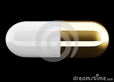 Gold medical pill Stock Photo