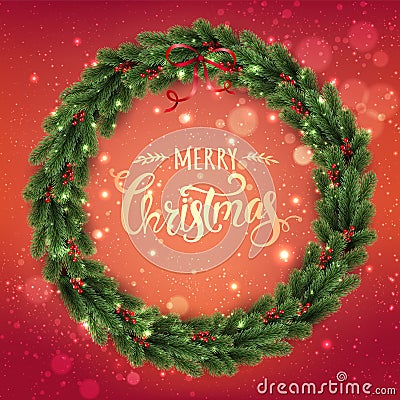 Gold Merry Christmas Typographical on red background with ChristGold Merry Christmas Typographical on red background with Christma Stock Photo