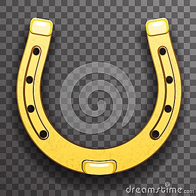 Gold metal horseshoe luck symbol fortune talisman transparent background icon Vector Illustration