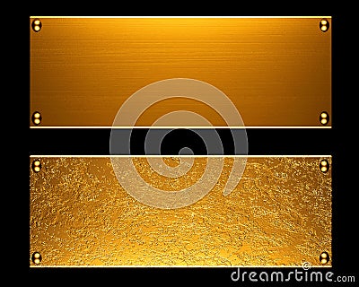 Gold metal plate background Stock Photo