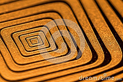 Gold Abstract Metal Waves square. Abstract background illusion. Stock Photo