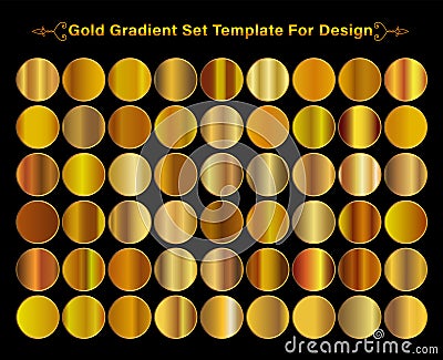 Gold Metallic, bronze, silver, chrome, copper metal foil texture gradient template. Vector Illustration