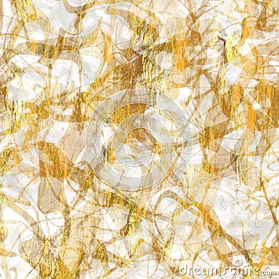 Gold metallic handmade rice paper texture. Seamless washi sheet background with golden blur metal flakes. For modern Stock Photo