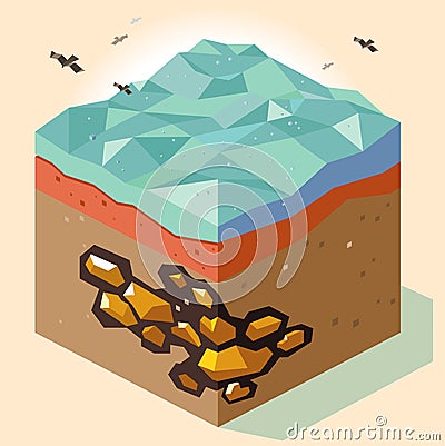 Gold mine Cartoon Illustration