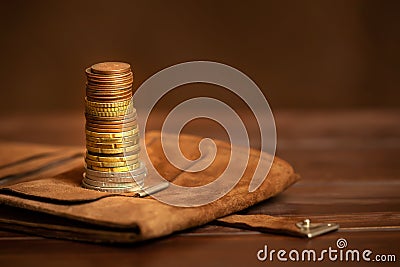 Gold money coins, business success, solution, financial services background Stock Photo