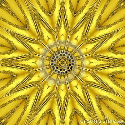 Gold mythical kaleidoscope, gold star light effect Stock Photo
