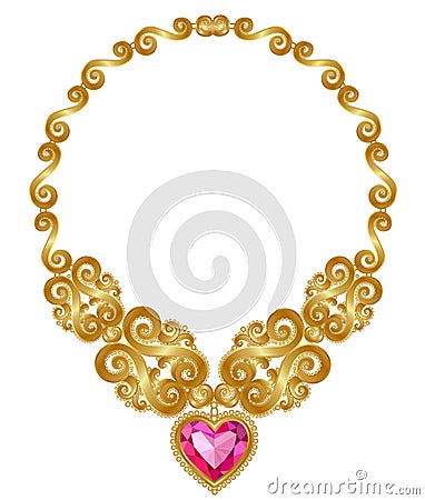 Gold necklace Vector Illustration