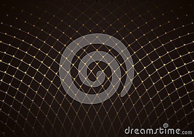 Gold Net Pattern over Dark Background Vector Illustration