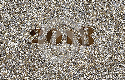 2018 gold New Year numbers on bright glitter background Stock Photo