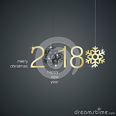 Gold 2018 New Year snowflakes black background Stock Photo