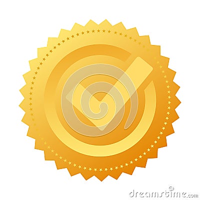 Gold notary approval seal Vector Illustration