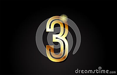 gold number 3 logo icon design Vector Illustration