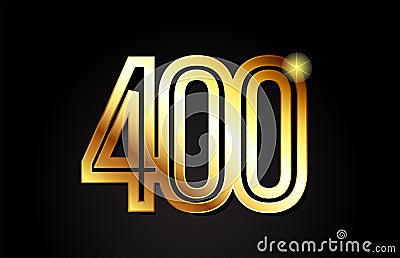 gold number 400 logo icon design Vector Illustration