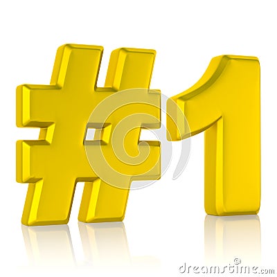 Gold number one sign isolated on white background Stock Photo