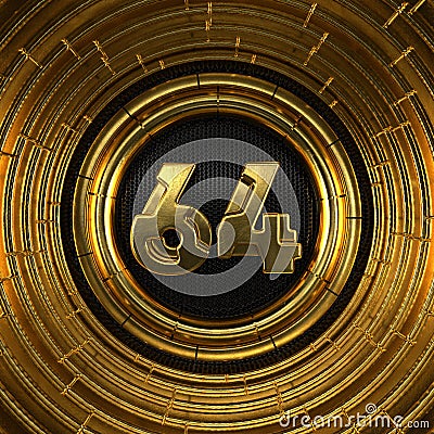 Gold number sixty-four years celebration Cartoon Illustration