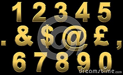 Gold Numbers & Punctuation Stock Photo