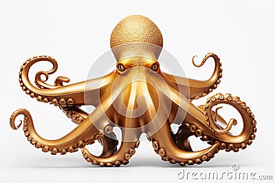 gold octopus on a white background Stock Photo