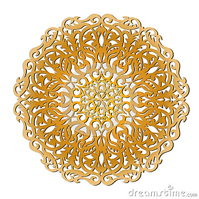 Gold openwork mandala. Suitable for laser cutting or foiling. One-line vector Vector Illustration