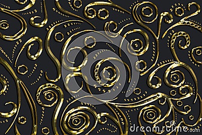 Gold openwork pattern on a black background, Stock Photo