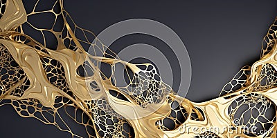 Gold organic shapes. Background with copy space. Luxury abstract fluid art. Gold organic shapes. Cartoon Illustration