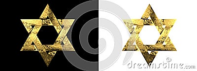 golden decorative tracery shield of david isolated - object 3D rendering Stock Photo
