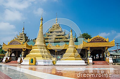 Myawaddy, Myanmar : Gold pagoda temple in myanmar Stock Photo