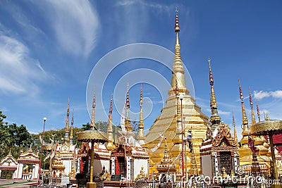 Gold pagoda wat phra borommathat tak Stock Photo