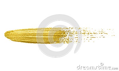 Gold paint brush stroke. Cartoon Illustration