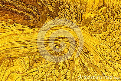 Gold paint brush stroke. Gouache, bronze. Cartoon Illustration