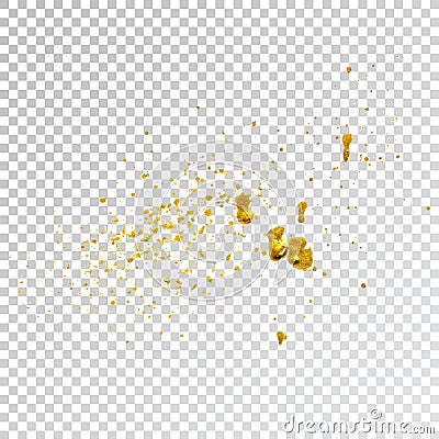 Gold paint splash smear stroke stain, brush stroke. Abstract gold glittering texture. High quality traced vector illustration Vector Illustration