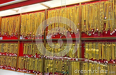 Gold, panel gold shop jewelry store for seller recommend products and gold showcase, gold shop background Stock Photo