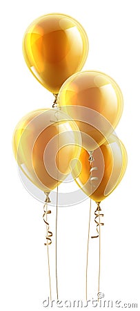 Gold Party Balloons Graphic Vector Illustration