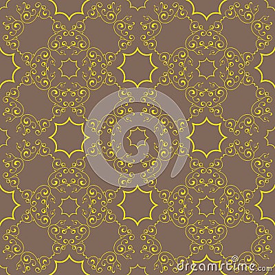 Gold pattern on a bronze background Vector Illustration