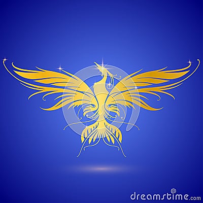 Gold phoenix Cartoon Illustration