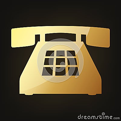 Gold phone icon. Vector illustration Cartoon Illustration