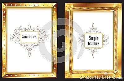 Gold picture frames Vector Illustration