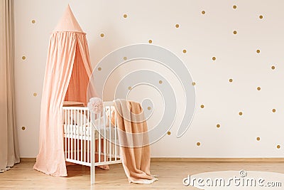 Gold and pink kid`s bedroom Stock Photo