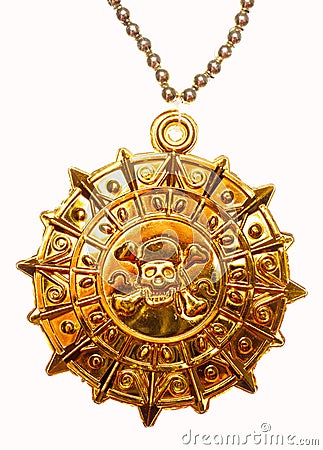 Gold pirate medallion Stock Photo