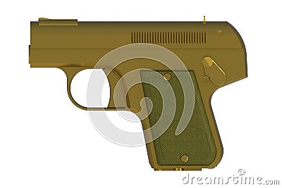 Gold pistol isolated on white background Stock Photo