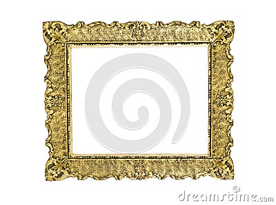 Gold plated wooden picture frame Stock Photo