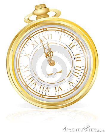 Gold Pocket Watch Vector Illustration