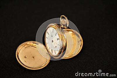 Gold pocketwatch double hunter case Stock Photo