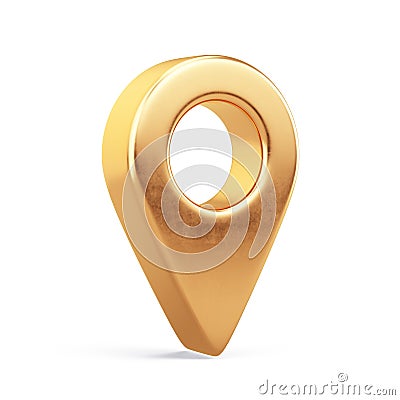 Gold Pointer Icon, Location symbol. Gps, travel, navigation, place position concept Stock Photo
