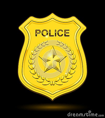 Gold Police Badge Vector Illustration