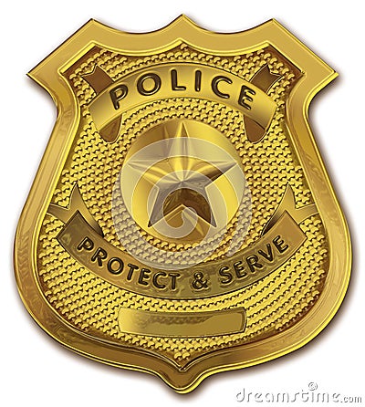 Gold Police Officer Badge Stock Photo