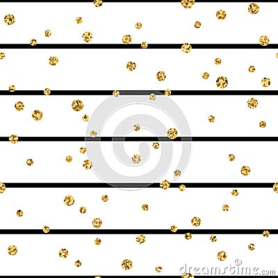 Gold polka dot confetti seamless pattern Vector Illustration